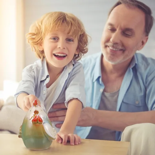 Miniatura 2 de DECHOUS Alcancía de cerámica para niños y adultos: bonita alcancía de pollo para ahorrar dinero para niños y niñas, divertida decoración