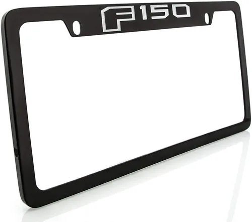 Miniatura 10 de Ford F 150 - Marco de matrícula grabado con tapa de metal de zinc con revestimiento negro, 4 agujeros