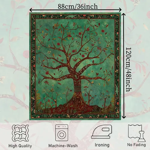 Miniatura 6 de Apdidl Tapiz Verde del Árbol de la Vida para Dormitorio, Colgante de Pared de Árbol Natural Estético, Tapices Bohemios Hippie Arte de Pared, Manta