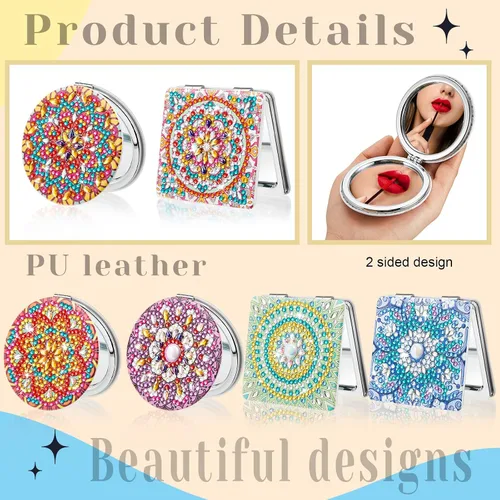 Miniatura 5 de Hsei 6 piezas de espejo de pintura de diamante portátil DIY cristal kit de pintura de diamante para el hogar, oficina, pared, decoración de Navidad