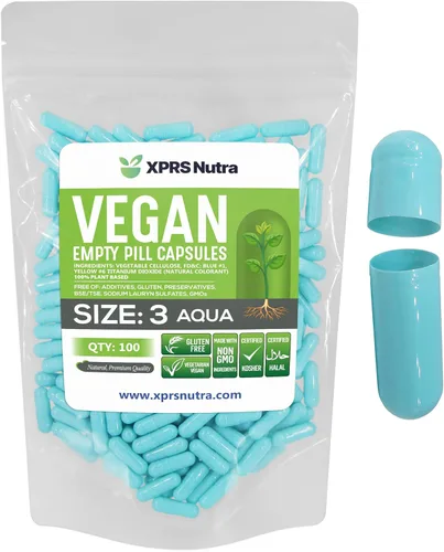 XPRS Nutra Cápsulas Vacías Tamaño 3 - 100 Unidades Píldoras Veganas - Cápsulas de Píldoras Vacías Vegetarianas - Llenado de Cápsulas Vegetales DIY -