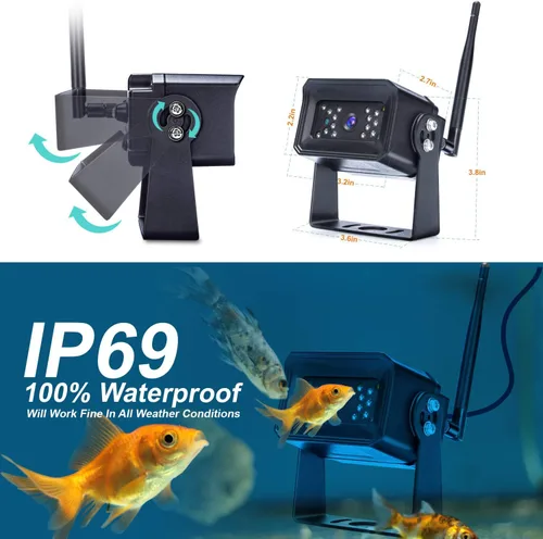Miniatura 3 de Kit de cámara digital inalámbrica de respaldo, pantalla de 7 pulgadas y resolución HD 720P, cámara de visión trasera gran angular con visión