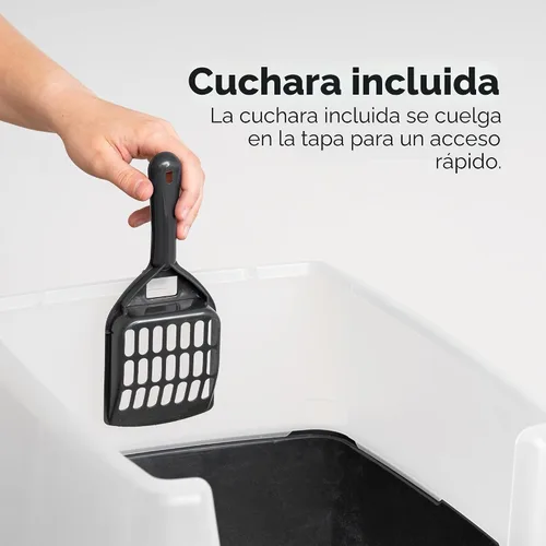 Miniatura 4 de IRIS USA - 2 Pack Caja de arena para gatos grande de tapa abierta con lados altos, escudo antidesperdicio y pala, color negro, para gatos
