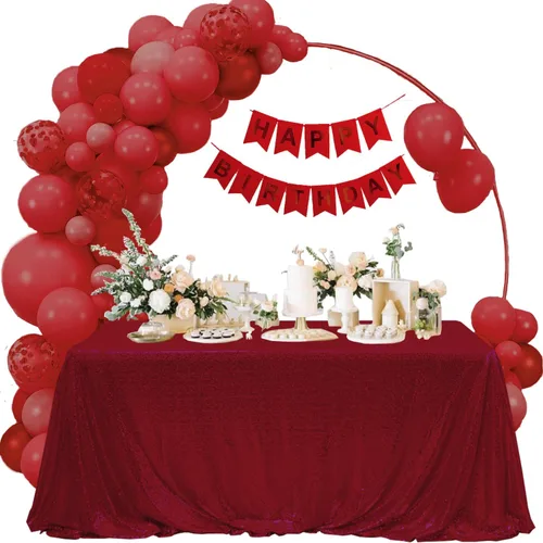 Miniatura 16 de Manteles redondos de lentejuelas negros para fiestas, de 121,9 cm, mantel redondo de purpurina ajustado, pequeño, lindo y dulce, para boda
