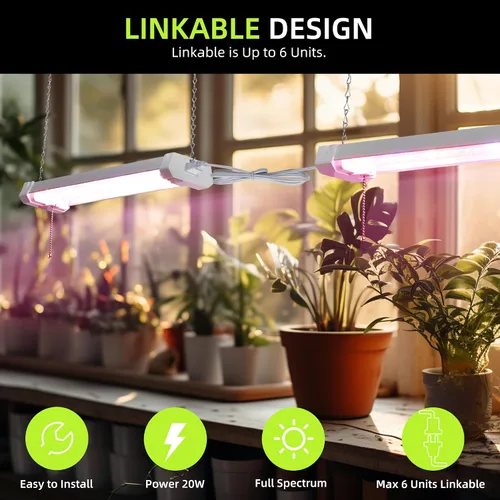 Miniatura 3 de Hlite Lámparas de cultivo de plantas ajustables de espectro completo de 16 pulgadas, luces de cultivo enlazables para plantas de interior, diseño