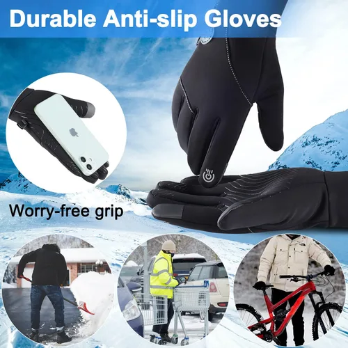 Miniatura 5 de Artelaris Guantes de invierno para hombres y mujeres, guantes térmicos resistentes al viento con pantalla táctil, guantes deportivos cálidos