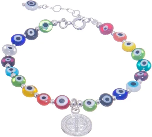 Miniatura 4 de Pulsera de ojo con medalla de plata de San Benito