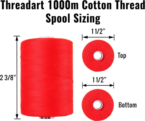 Miniatura 2 de Threadart - Hilo de algodón 100 % para acolchar, coser y sergar Carretes de 1000 m, calibre 50/3 Color albaricoque 107
