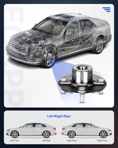 Miniatura 2 de ECCPP Buje de rueda y conjunto de rodamiento trasero 512303 para 2000 2001 2002 2003 2004 2005 2006 -Datsun Sentra Reemplazo para 4 lengüetas