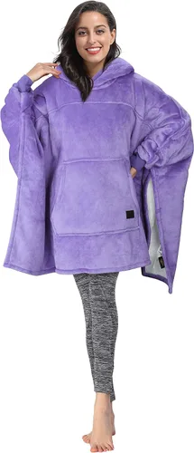 Miniatura 10 de Tirrinia Manta con capucha de gran tamaño, sudadera con manga de murciélago, acogedora manta Sherpa enorme regalo para mujeres adultas