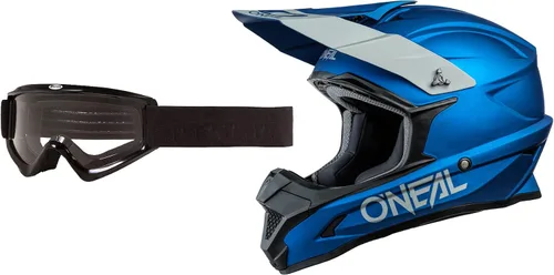 Miniatura 7 de O'Neal 1 casco de motocross todoterreno sólido SRS con combinación de gafas Rojo