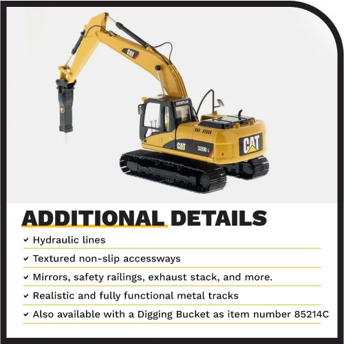 Miniatura 5 de Diecast Masters Excavadora hidráulica Caterpillar 320D L con martillo - Core Classics Series 85280C