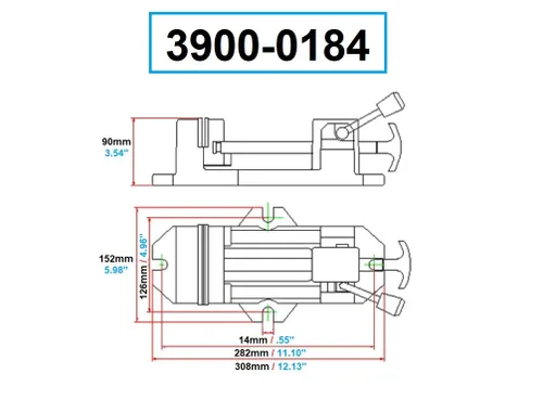 Miniatura 6 de HHIP 3900-0184 Pro-Series morsa de banco de hierro de alta calidad de deslizamiento rápido, mordaza de 4" de ancho x 1.375" de profundidad, abertura