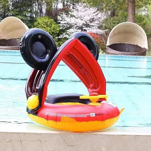 Miniatura 5 de Arcimatto Flotadores de piscina para bebés con toldo de protección solar extraíble, bonita balsa inflable con asiento y asa, no se voltea