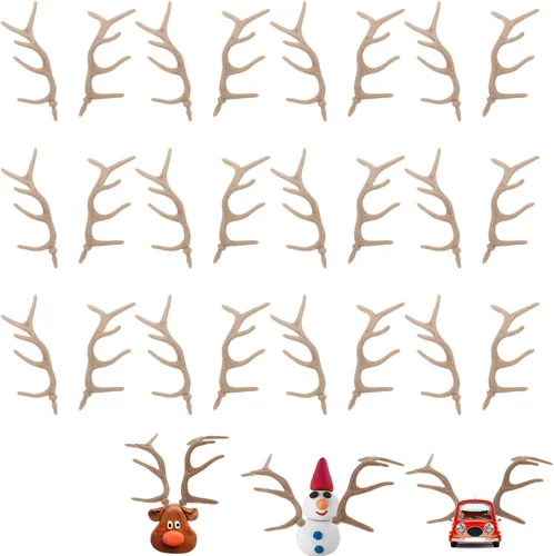 Angoily Cuernos de reno, 24 cuernos de reno para manualidades, cuernos de ciervo de Navidad, muñeco de nieve, adorno de asta de plástico artificial,