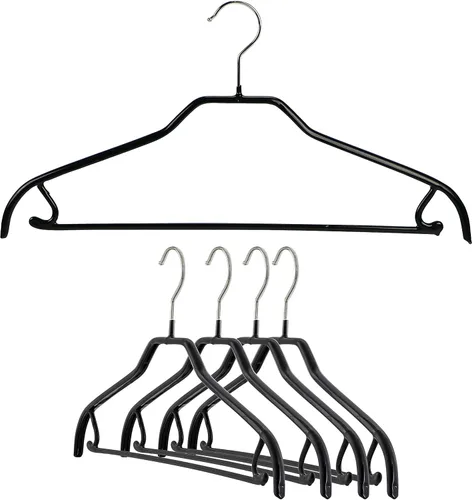 MAWA by Reston Lloyd Silhouette Series - Percha antideslizante para ahorrar espacio con barra y gancho para pantalones y faldas, estilo 41/FRS, Negro