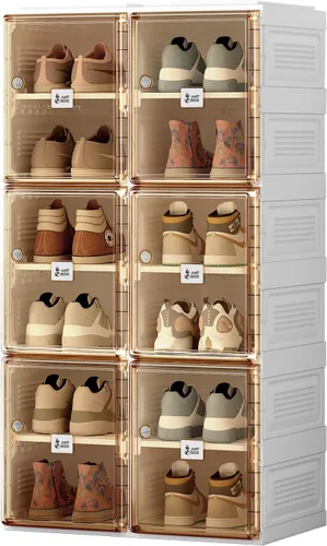 Miniatura 8 de ANTBOX Caja de almacenamiento organizadora de zapatos, zapatero plegable portátil para armario con puerta transparente magnética, contenedores