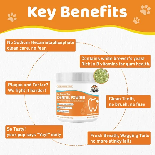 Miniatura 2 de Polvo de limpieza de dientes de perro – Polvo dental natural para perros – Ambientador suave del aliento de perro, removedor de placa de perro
