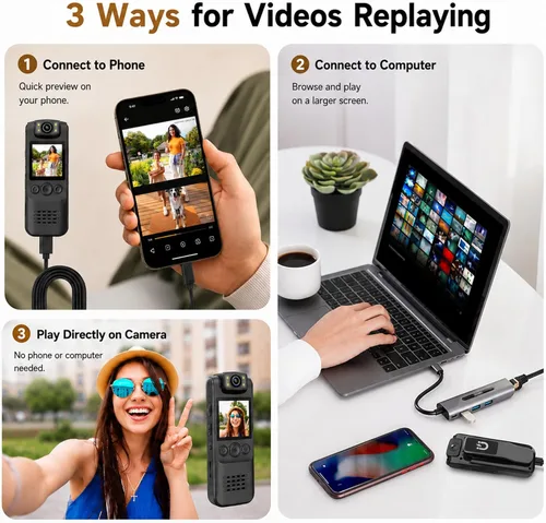 Miniatura 6 de Cámara Corporal 4K con Grabación de Audio y Vídeo, Cámara Ponible Mini de 128GB con Cordón Magnético, Cámara Corporal para Viaje, Ciclismo
