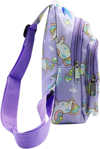 Miniatura 2 de ANKOMINA Bolso bandolera pequeño para niños, lindo bolso cruzado de dibujos animados, bolsa de hombro de unicornio dinosaurio para exteriores