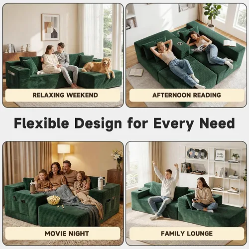 Miniatura 4 de Bashaw Sofá modular de 108 pulgadas con diván, sofá sin hueso en forma de L, asiento profundo, tapizado, sin hueso, para sala de estar