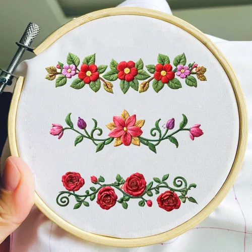 Miniatura 2 de 27 patrones de bordado solubles en agua, patrón de bordado de flores y vid, bordado, bordado, borde, preimpreso, palo floral y papel de puntada