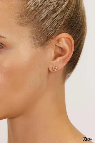 Miniatura 2 de Aretes de oro de 14 quilates con nudo de amor para mujer con poste largo de rosca
