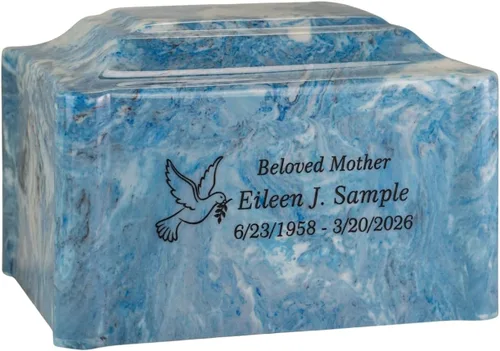 Miniatura 12 de Urna de cremación de mármol cultivado de claremont negro grabada personalizada, tamaño adulto, urnas de cremación para cenizas humanas, entierro