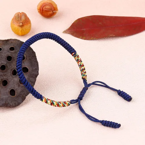 Miniatura 43 de Pulseras tibetanas hechas a mano con cuerda roja para él y ella, pulsera de la amistad, pulsera de la amistad, hilo negro y rojo para protección