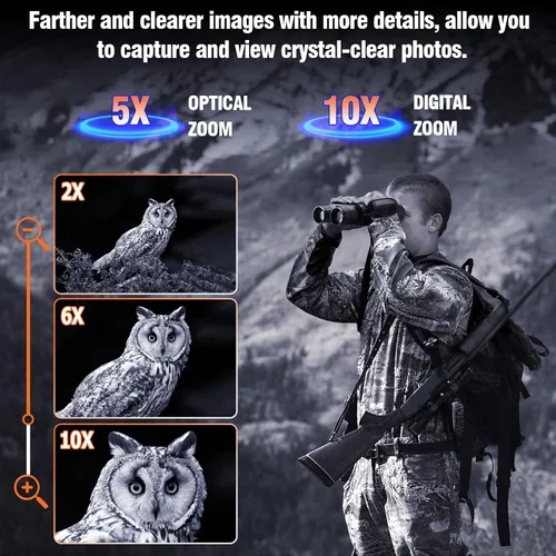 Miniatura 6 de Nightiger Binoculares de visión diurna/nocturna con función de rango, pantalla HD grande, zoom digital 10X, rango de visión de 2624 pies, gafas