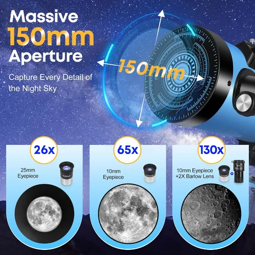 Miniatura 2 de Telescopio150EQ para adultos de alta potencia, telescopio reflector newtoniano profesional para principiantes en astronomía, con bolsa