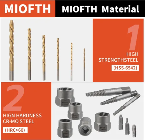 Miniatura 5 de Juego de extractores de tornillos y juego de brocas para mano izquierda, kit de 48 piezas de extracción de pernos fáciles de sacar para quitar