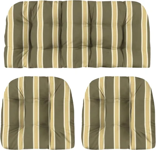 Miniatura 67 de RSH DECOR: Sunbrella 3-Piece Tufted Wicker Cushion Set 44" x 22" & 22" x 22" Outdoor Loveseat & U-Shaped Seat Cushions Crafted with