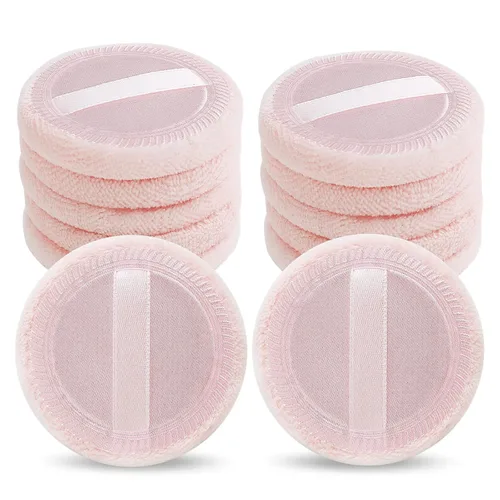 Miniatura 14 de Sibba 12 piezas de rubor suelto en polvo maquillaje Puff ajuste de cara maquillaje corporal esponja de terciopelo suave maquillaje cosmético mini
