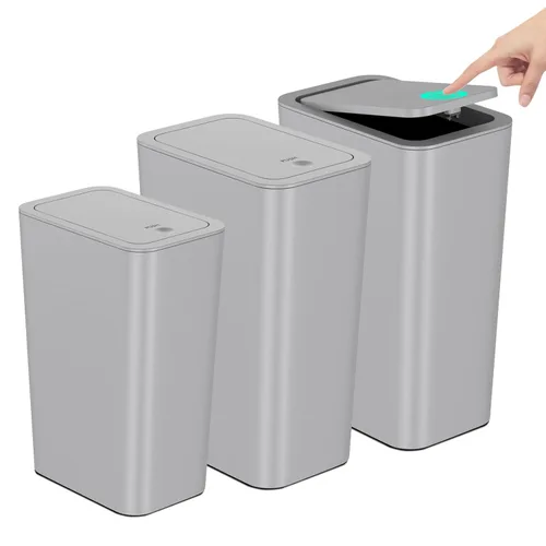 Miniatura 17 de N. NETDOT Basurero de baño con tapa, juego de 3 piezas, 2 paquetes bote de basura delgado para cocina de 4 galones y 1 bote de basura de 2.6