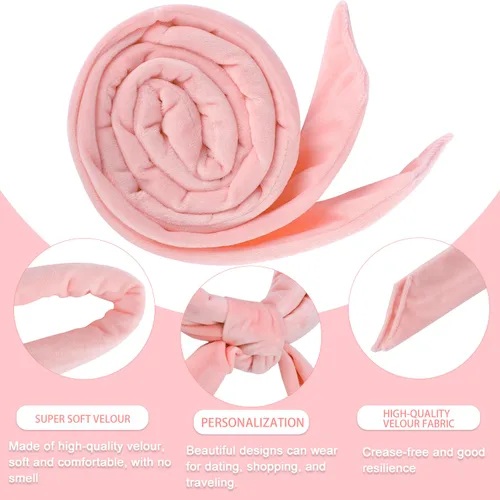 Miniatura 7 de Rizadores de pelo de terciopelo sin calor para dormir con diadema sin calor para cabello largo durante la noche sin rizos de calor para mujeres, Rosa