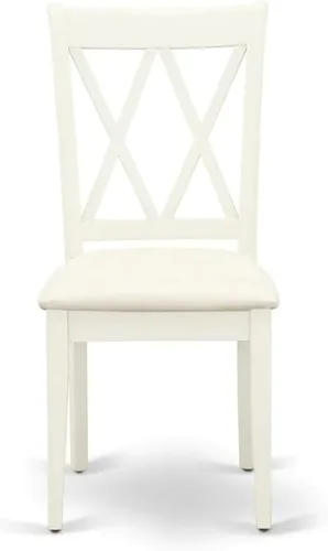 Miniatura 7 de East West Furniture DLCL5-WHI-C - Juego de mesa de comedor de 5 piezas, incluye una mesa de comedor redonda con gotas y 4 sillas tapizadas de tela