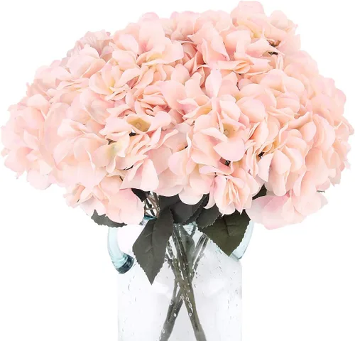 Miniatura 16 de Paquete de 2 flores de hortensias artificiales blancas, 10 cabezas de seda falsas para el hogar, boda, fiesta, centro de mesa, decoración de mesa