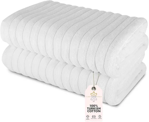 Miniatura 11 de Classic Turkish Towels - Juego de toallas de baño de algodón extragrande de alta calidad, gruesas y absorbentes, toallas de baño de lujo acanaladas