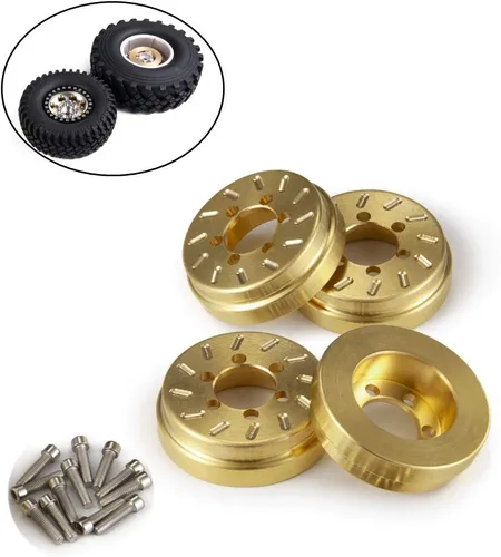 RCLions 4 piezas de latón RC rueda bloque contrapeso actualización piezas para 1.9 pulgadas/2.2 pulgadas Beadlock ruedas llantas 1/10 RC Crawler Car