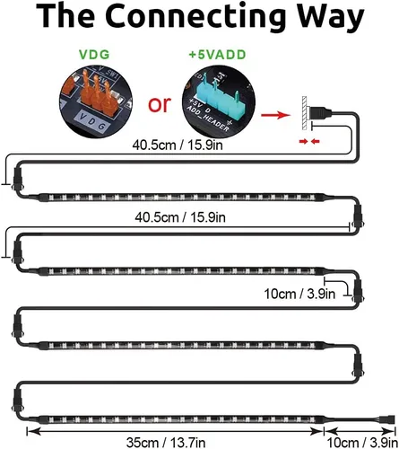 Miniatura 5 de Tira LED magnética NEON direccionable RGB para PC, tira ARGB de silicona difusa flexible de 4 x 13.7 pulgadas para cabezal LED de 5 V y 3 pines