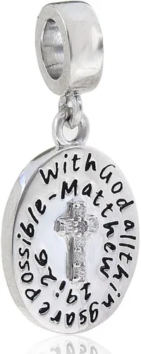 Miniatura 2 de Colgante de Cruz Plata de ley 925Bibble Encanto Christian Encanto Corazón mantener la fe Encanto para pandora pulsera