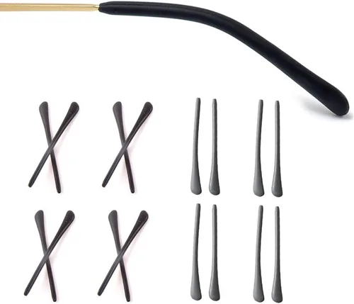 Miniatura 8 de 8 pares de puntas de punta de lentes para orejas, tubos antideslizantes, puntas de repuesto de silicona para patas de metal fino, 4 negro/4 blanco