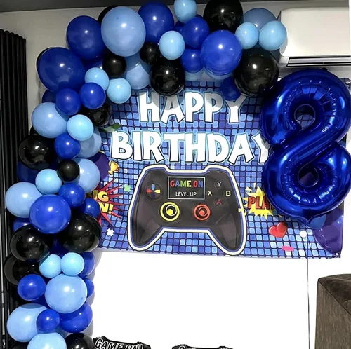Miniatura 3 de Juego de Globos de Juego Azul y Negro, 60 Piezas, 12 Pulgadas de Azul Claro y Azul Oscuro para Decoraciones de Fiesta de Videojuego, Fiesta