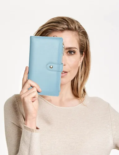 Miniatura 2 de YALUXE Billeteras con doble cremallera para mujer, cartera para teléfono celular, tarjetero de cuero vegano