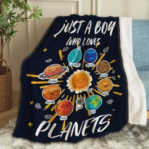 Miniatura 12 de Just A Boy Who Loves Planets & Solar - Manta de Lana Polar Franela Súper Suave y Divertida, Manta de Viaje para Cama, Sofá, Sillón, Nombre