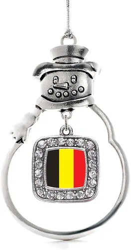 Miniatura 150 de Inspired Silver - Adorno de rodillo de reina - Adorno cuadrado de plata con muñeco de nieve con joyas de circonita cúbica