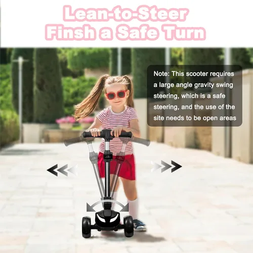 Miniatura 6 de Scooter eléctrico de 3 ruedas para niños de 3 a 8 años, pantalla LCD, luces coloridas, acelerador de pulgar confiable, 3 alturas ajustables