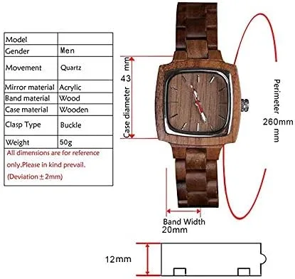 Miniatura 5 de Tiong Brand Wooden Watches Mens with Handmade Colorful Bamboo Wood Watch Analog Date Quartz Wooden Watch for Men