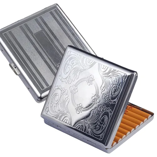Miniatura 11 de 2 fundas de cigarrillos estilo victoriano de metal para tarjetas de crédito regular, retro, bolsillo de seguridad, capacidad para 20 palitos